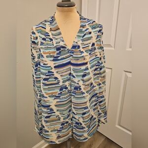 Nic+Zoe NWT Multicolor Abstract Blouse Sz M